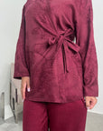 Anita Wine Floral Embroidery Linen Co-ord Set