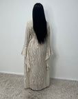 Iris Beige Lace detail Modest Flare Sleeve Dress