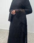 Iris Black Lace detail Modest Flare Sleeve Dress