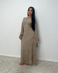 Iris Mocha Lace detail Modest Flare Sleeve Dress