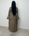 Iris Mocha Lace detail Modest Flare Sleeve Dress