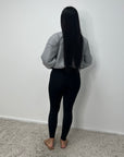 Rira Grey Elasticated Waist & Sleeve Bomber Jacket