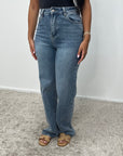 Fana Vintage Blue Stretchy Straight Leg Jean - Regular