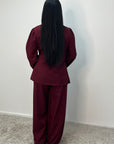 Hanna Wine Round Neck Gold Buckle Trouser Co Ord