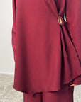 Hanna Wine Round Neck Gold Buckle Trouser Co Ord