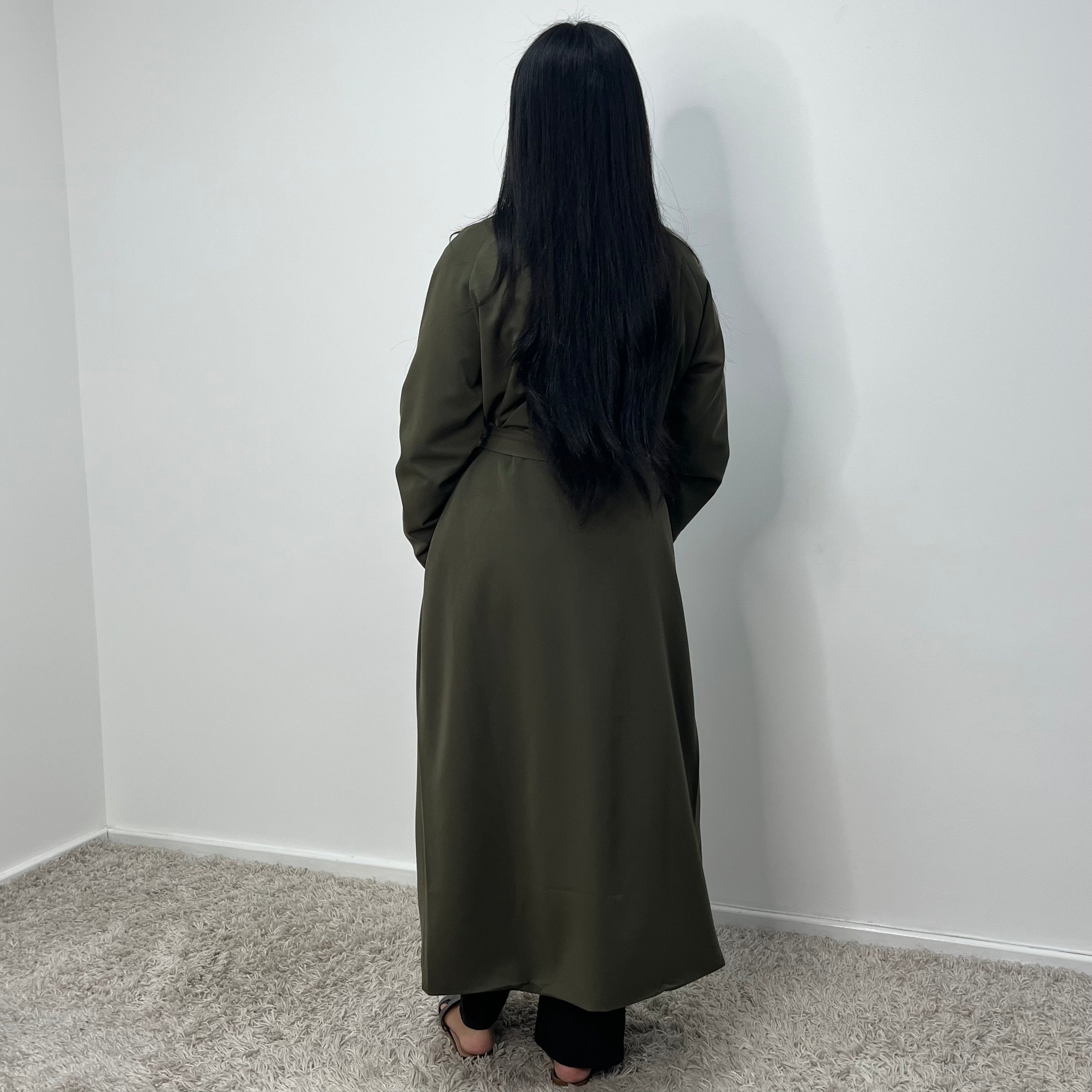 Sanari Khaki Premium Belted Trench Coat – House Of Haniya