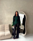Aya Emerald Green Floral Mesh Asymmetrical Lined Top