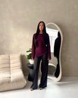 Aya Plum Floral Mesh Asymmetrical Lined Top