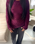 Aya Plum Floral Mesh Asymmetrical Lined Top