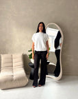 Hala White Soft Knitted Batwing Top