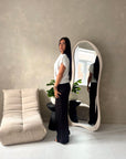 Hala White Soft Knitted Batwing Top