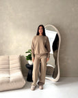 Lili Mocha 'H' Logo Embroidery Loungewear Comfy Set