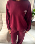 Lili Wine 'H' Logo Embroidery Loungewear Comfy Set