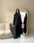 Essa Black Mandarin Collar Long Dress Trouser Co Ord Set