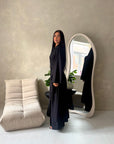 Essa Black Mandarin Collar Long Dress Trouser Co Ord Set
