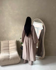 Essa Mocha Mandarin Collar Long Dress Trouser Co Ord Set