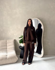 Lili Brown 'H' Logo Embroidery Loungewear Comfy Set