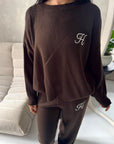 Lili Brown 'H' Logo Embroidery Loungewear Comfy Set