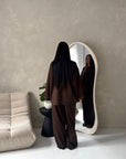 Alissia Brown Plain Crew Neck Lounge Trouser Set