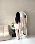 Alissia Beige Plain Crew Neck Lounge Trouser Set
