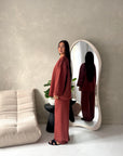 Alissia Rust Plain Crew Neck Lounge Trouser Set