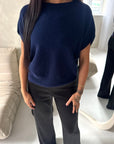 Hala Navy Soft Knitted Batwing Top