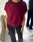 Hala Wine Soft Knitted Batwing Top