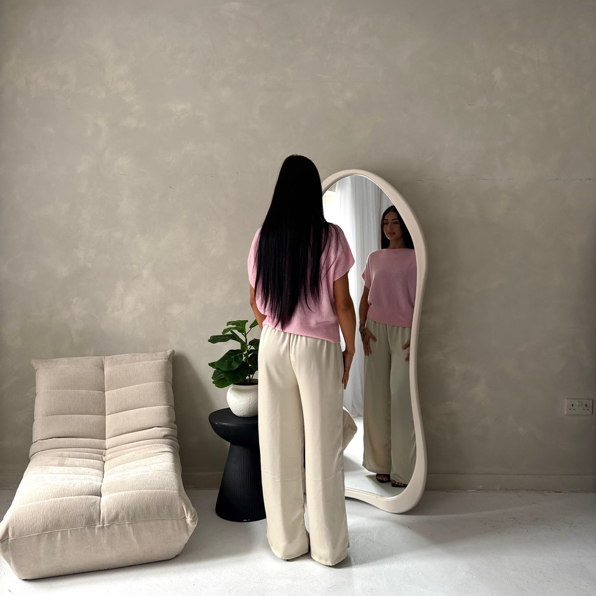 Hala Pink Soft Knitted Batwing Top