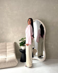 Layl Pink Plain Cinch Waist Collar Top