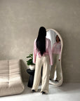 Layl Pink Plain Cinch Waist Collar Top