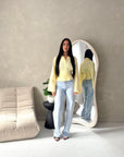 Reem Yellow Stripe Collar Cinch Waist Top