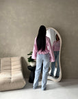 Reem Pink Stripe Collar Cinch Waist Top