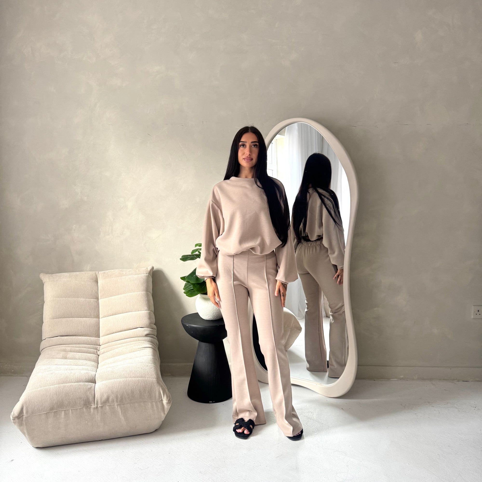 Maira Mocha Plain Cinched Hem Trouser Co Ord Set