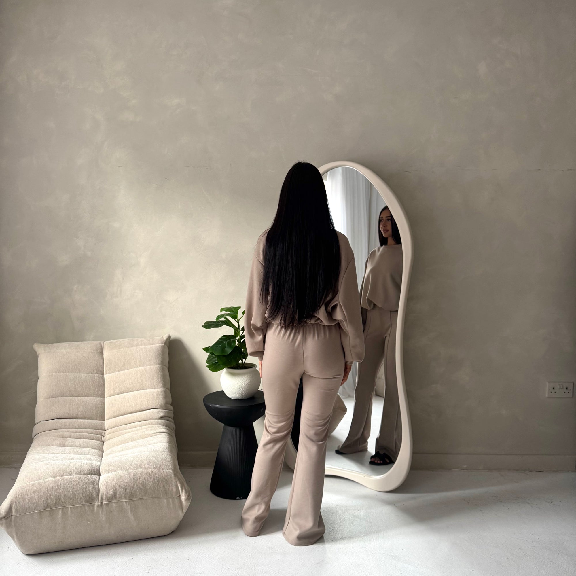 Maira Mocha Plain Cinched Hem Trouser Co Ord Set