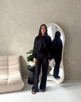 Maira Black Plain Cinched Hem Trouser Co Ord Set
