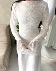 Saria White Floral Mesh Top Satin Tie Back Dress