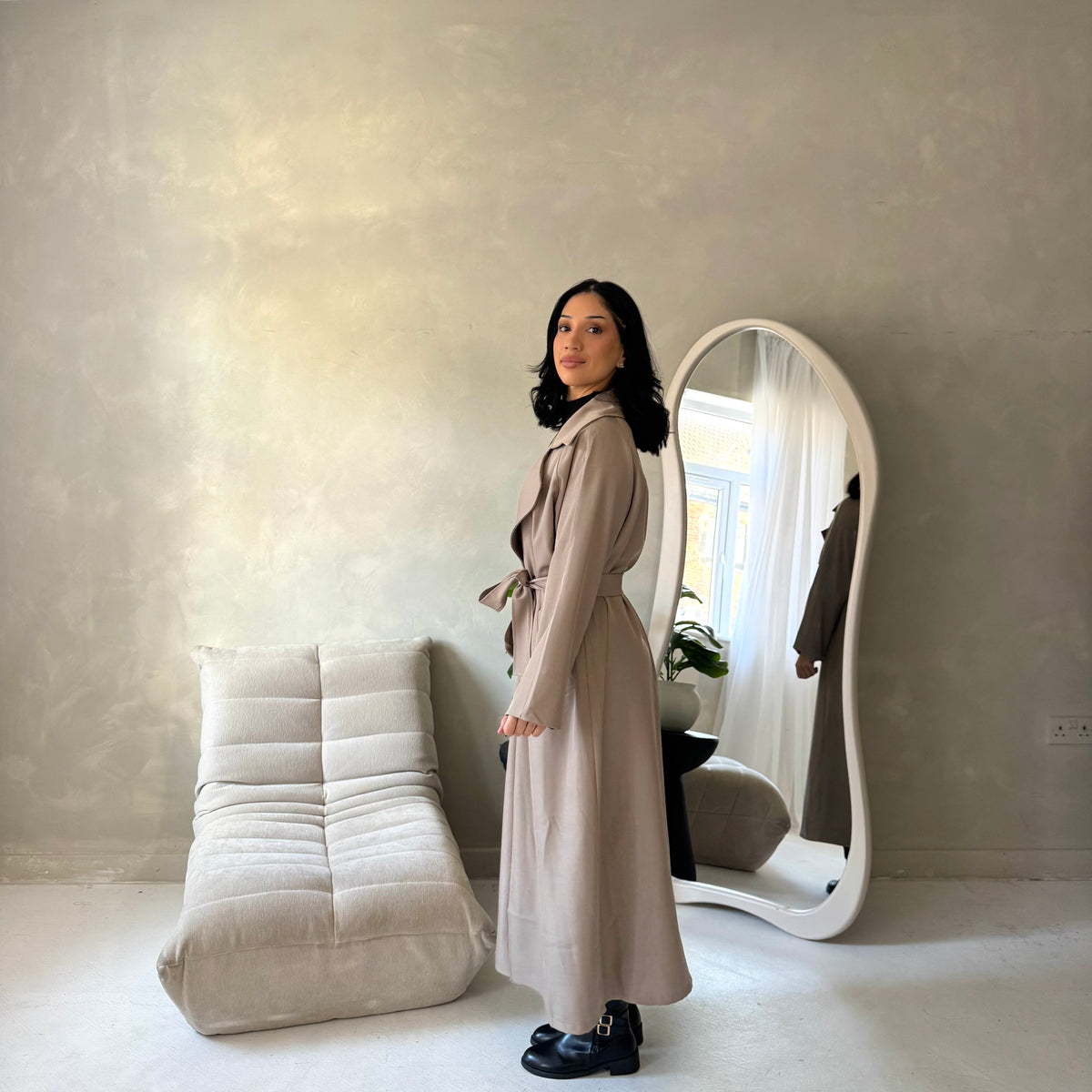 Sanari Mocha Premium Belted Trench Coat