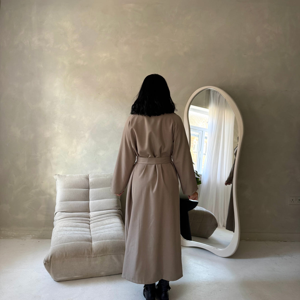 Sanari Mocha Premium Belted Trench Coat