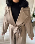 Sanari Mocha Premium Belted Trench Coat