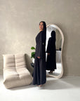 Vienna Black Plain Soft Satin Tie back Skirt Co Ord Set