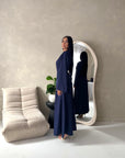 Vienna Navy Plain Soft Satin Tie back Skirt Co Ord Set