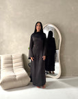 Valencia Black Laced Cape Tie Back Modest Dress
