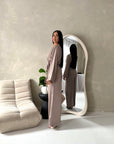 Fria Mocha Plain Soft Satin Wrap Trouser Co Ord Set