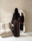 Fria Brown Plain Soft Satin Wrap Trouser Co Ord Set