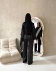 Aliza Black With White Lace Trim Asymmetrical Cape Modest Top