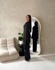 Aliza Black Lace Trim Asymmetrical Cape Modest Top