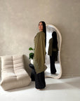 Aliza Olive Lace Trim Asymmetrical Cape Modest Top