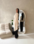 Aliza Beige Lace Trim Asymmetrical Cape Modest Top