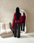 Aliza Wine Lace Trim Asymmetrical Cape Modest Top