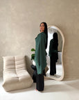 Aliza Emerald Green Lace Trim Asymmetrical Cape Modest Top